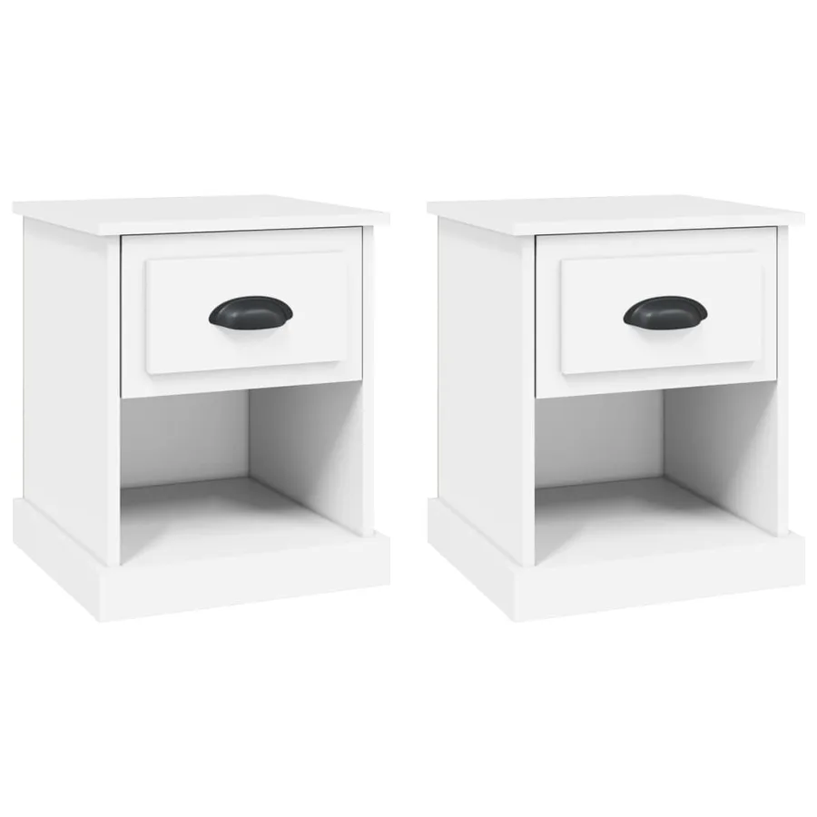 Tables de chevet 2 pcs blanc 39x39x47,5 cm bois d'ingénierie - 2