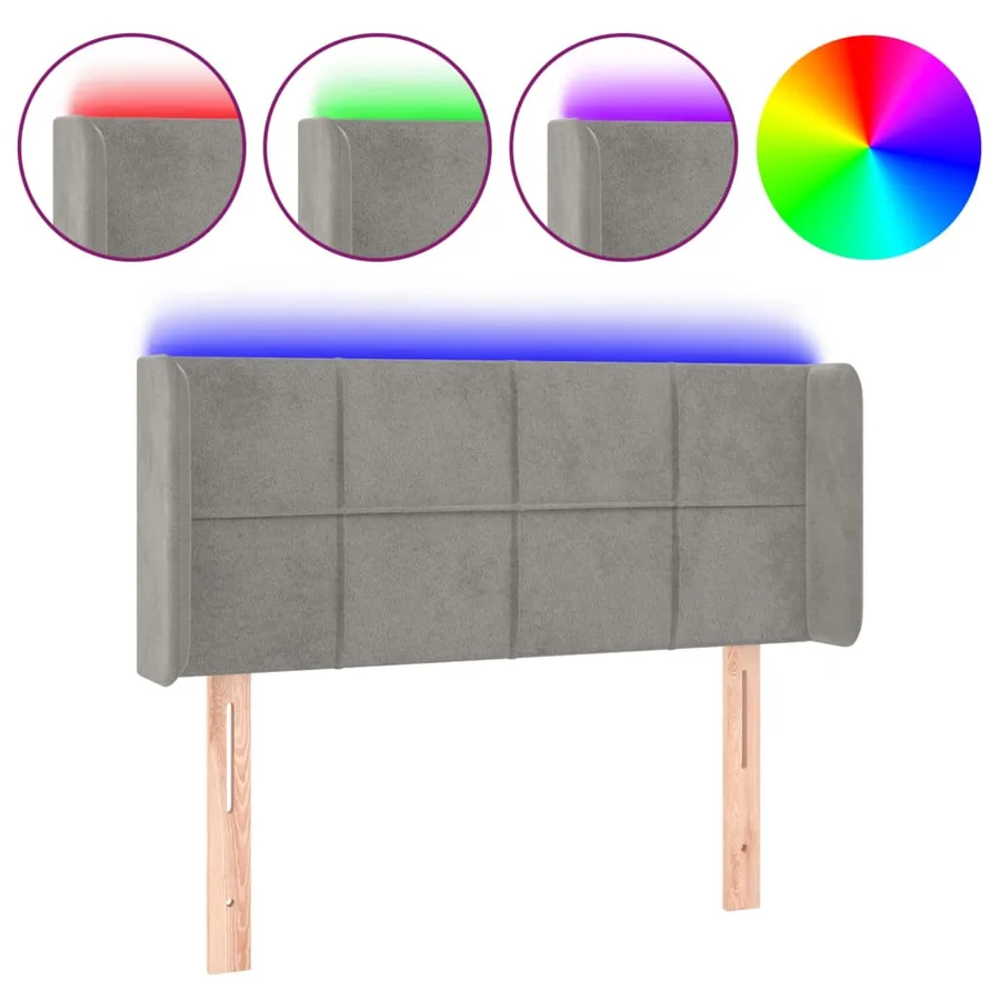 Tête de lit à LED Gris clair 83x16x78/88 cm Velours - 2