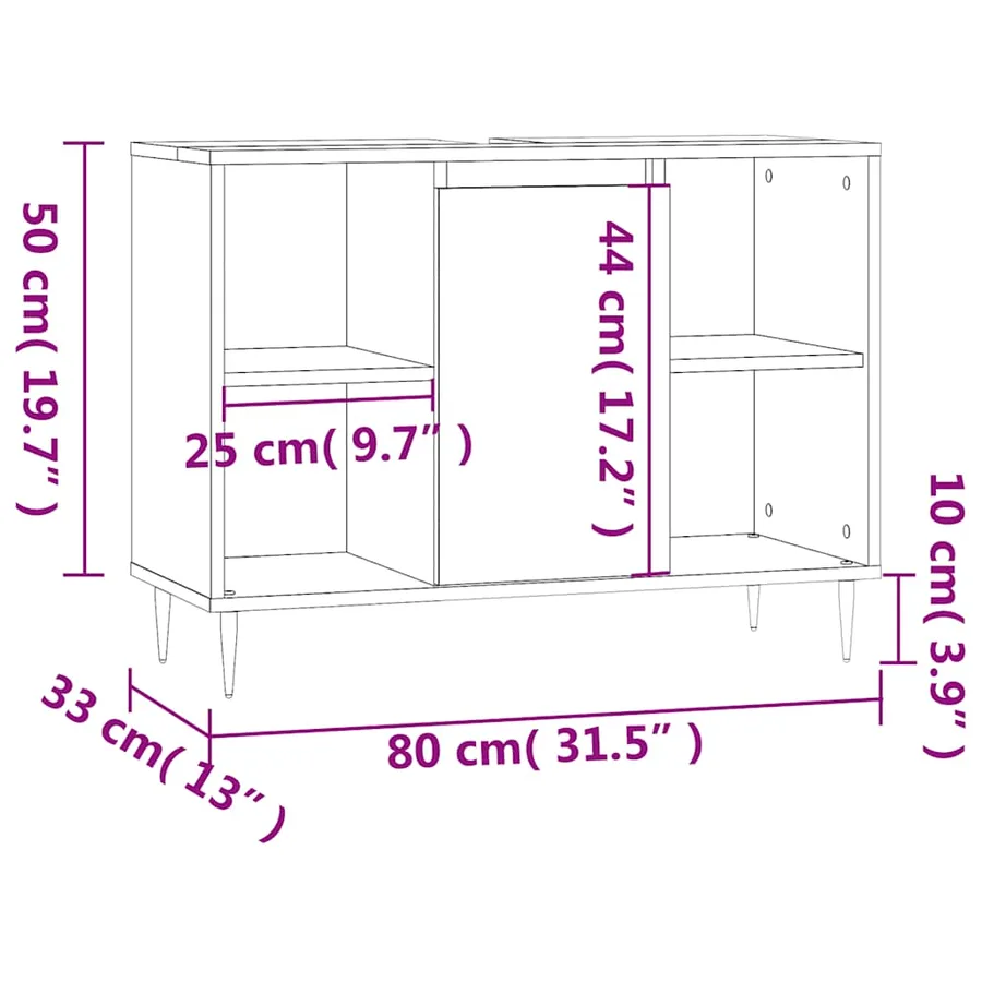 Armoire de salle de bain blanc brillant 80x33x60 cm - 13