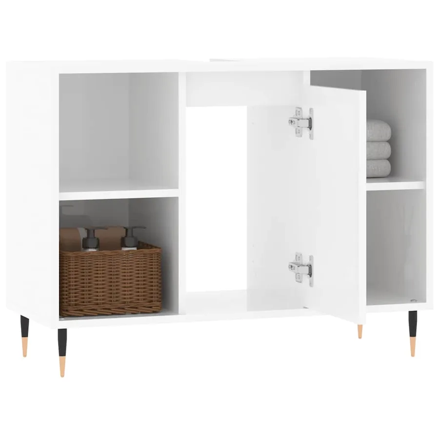 Armoire de salle de bain blanc brillant 80x33x60 cm - 4