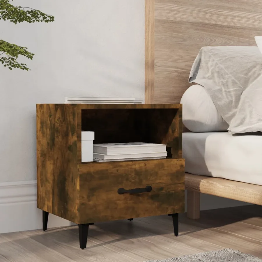 Tables de chevet 2 pcs Chêne fumé Bois d'ingénierie - 8