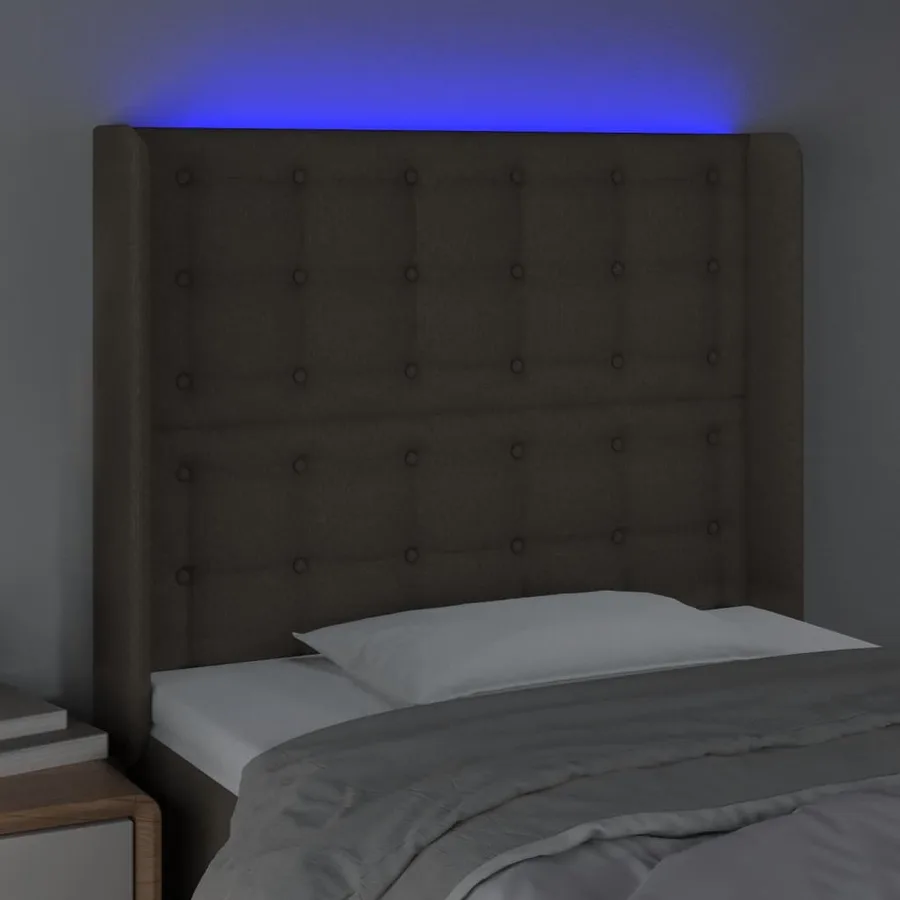 Tête de lit à LED Taupe 93x16x118/128 cm Tissu - 4