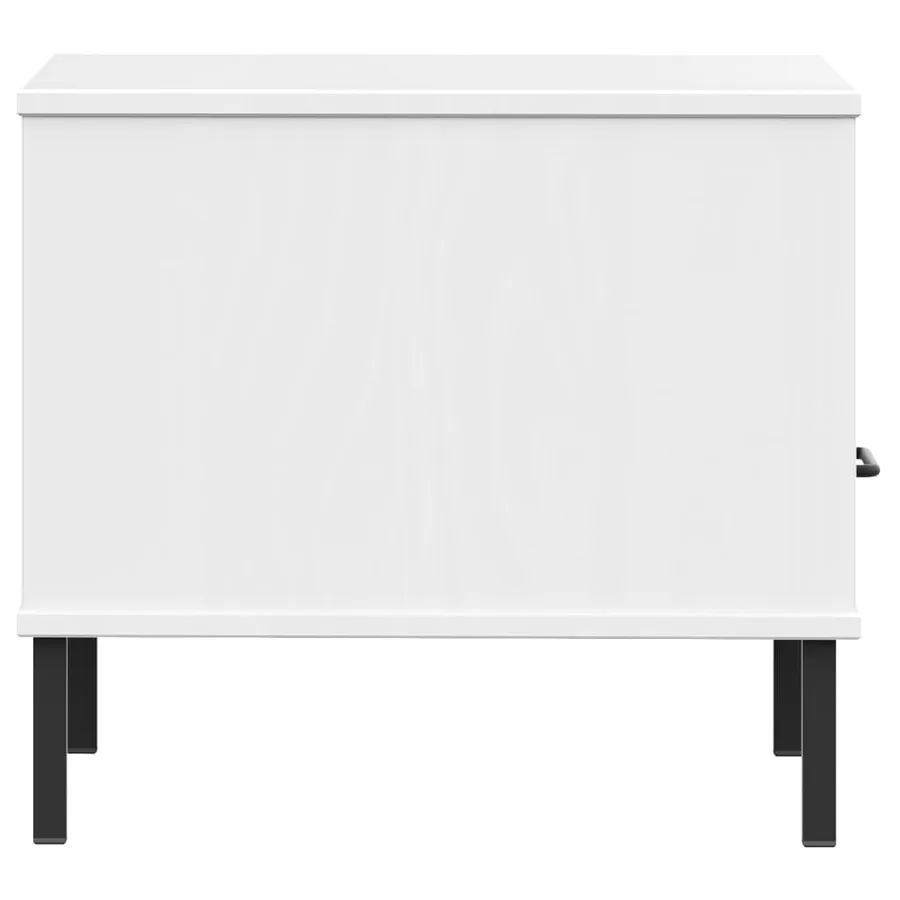 Table de chevet avec pieds en métal Blanc Bois pin massif OSLO - 6