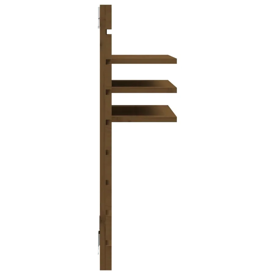 Étagères de chevet murales 2 pcs Marron miel Bois de pin massif - 7