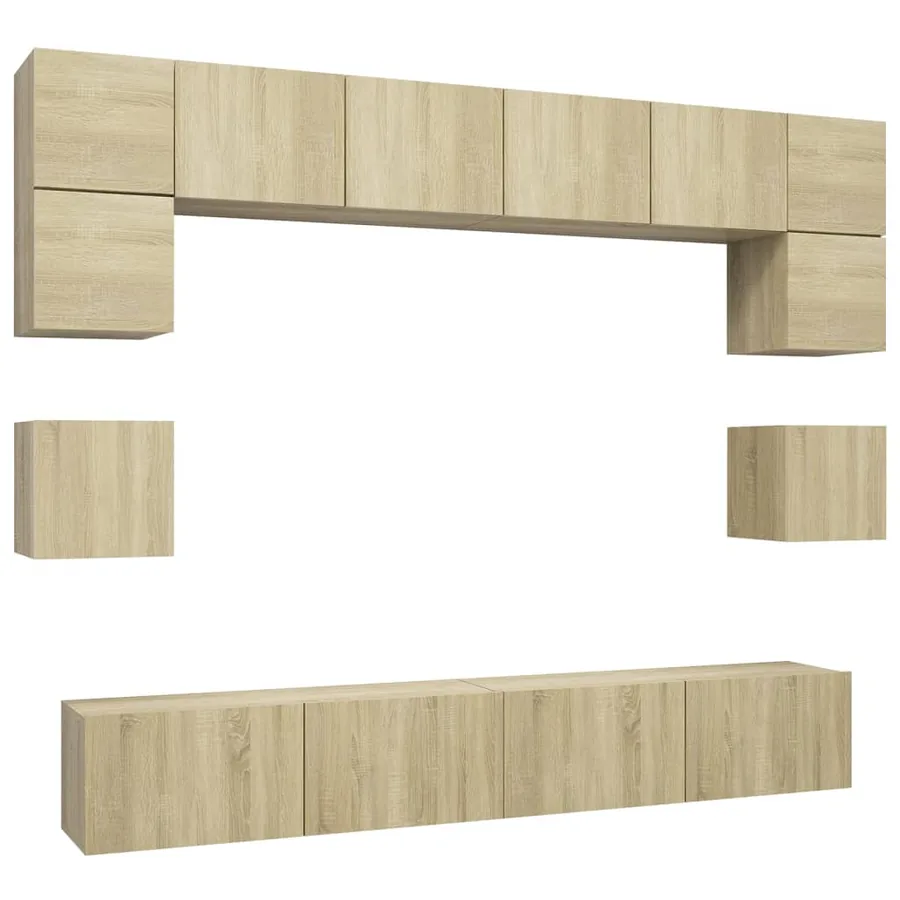 Ensemble de meuble TV 8 pcs Chêne sonoma Bois d'ingénierie - 2