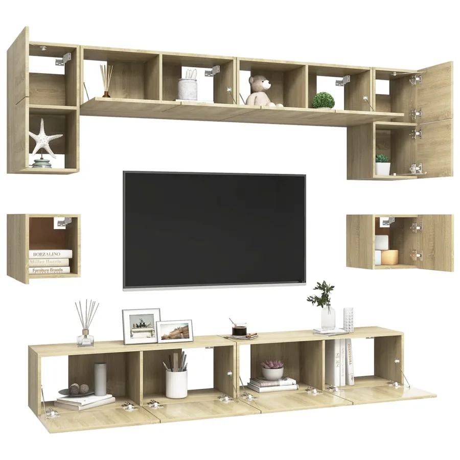 Ensemble de meuble TV 8 pcs Chêne sonoma Bois d'ingénierie - 3