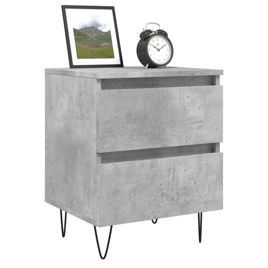 Table de chevet gris béton 40x35x50 cm bois d’ingénierie - 3