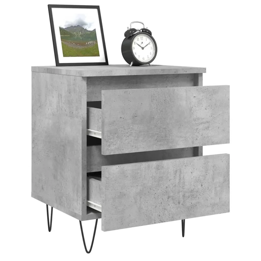Table de chevet gris béton 40x35x50 cm bois d’ingénierie - 4