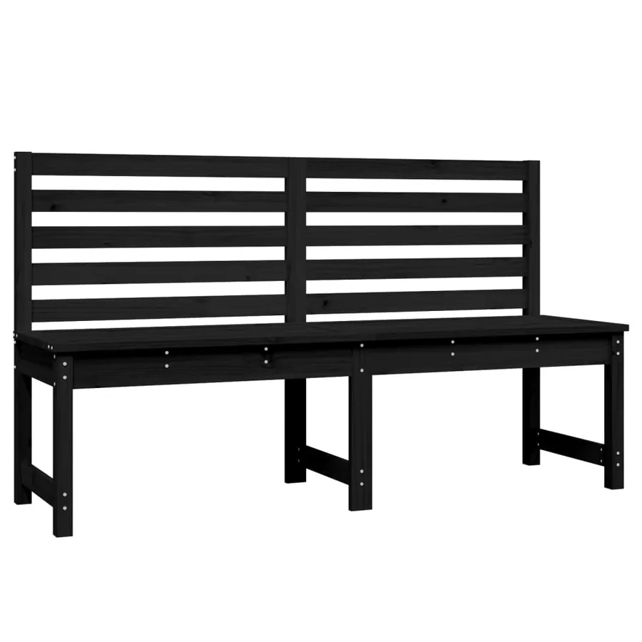 Banc de jardin noir 157,5 cm bois massif de pin - 2