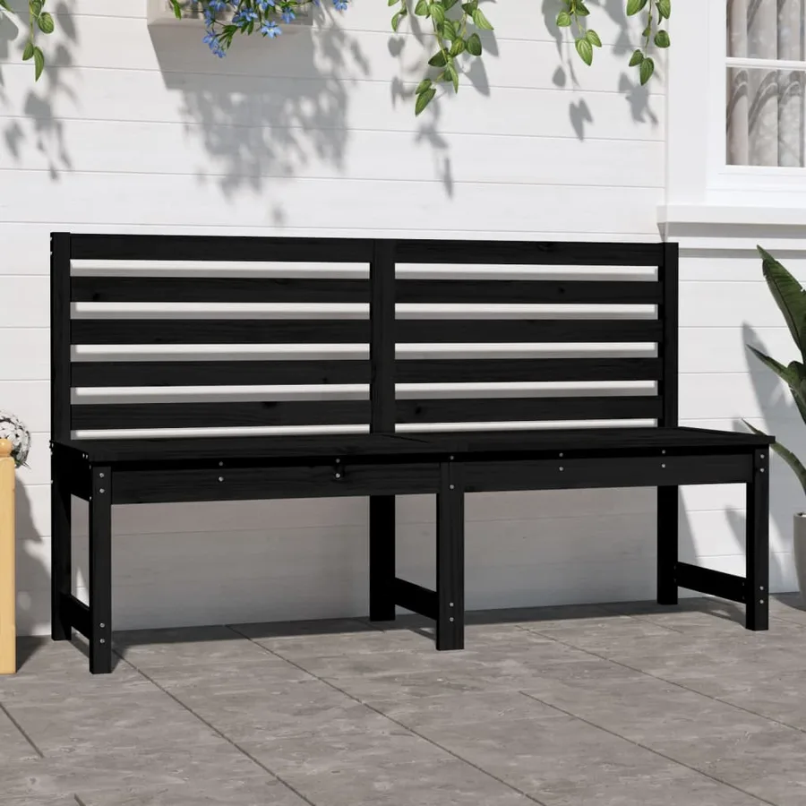 Banc de jardin noir 157,5 cm bois massif de pin - 3