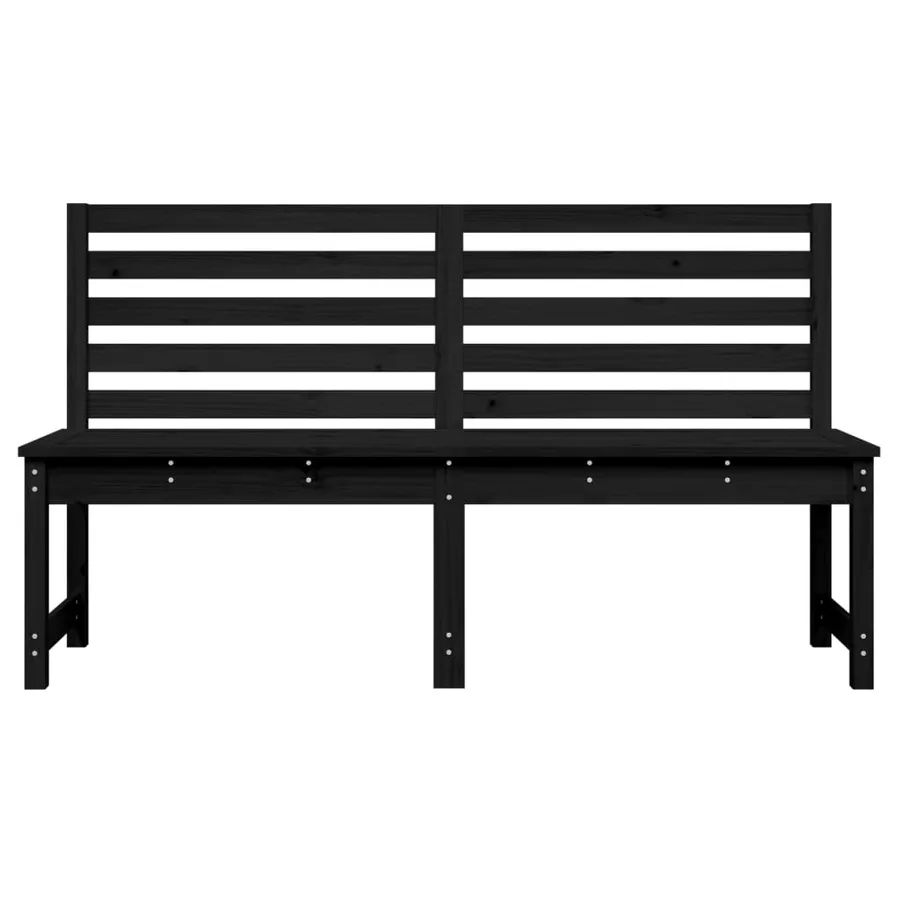 Banc de jardin noir 157,5 cm bois massif de pin - 4