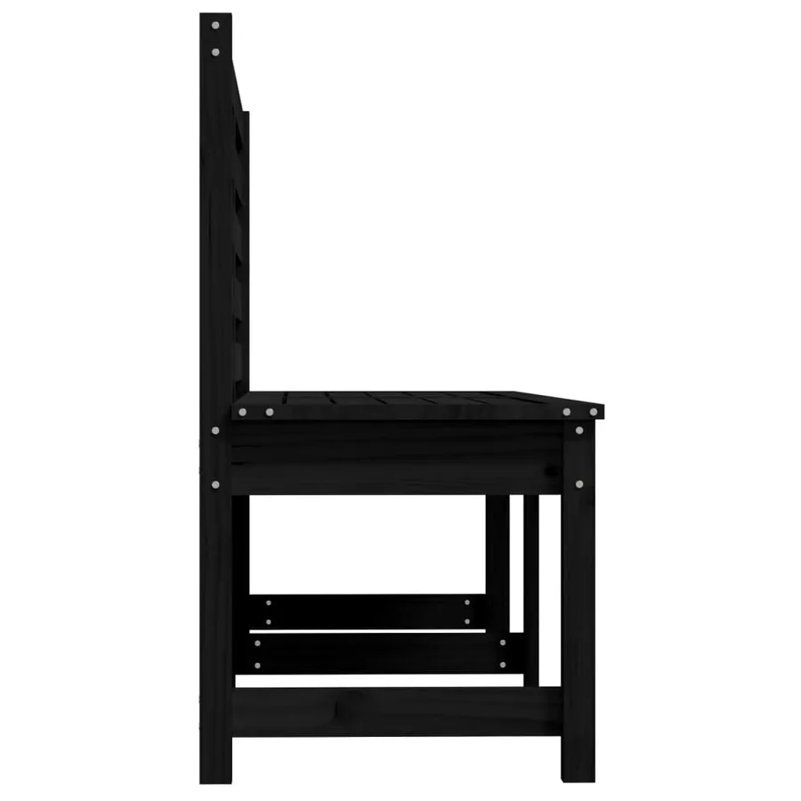 Banc de jardin noir 157,5 cm bois massif de pin - 5