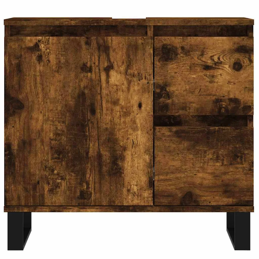 Armoire de bain chêne fumé 65x33x60 cm bois d'ingénierie - 4