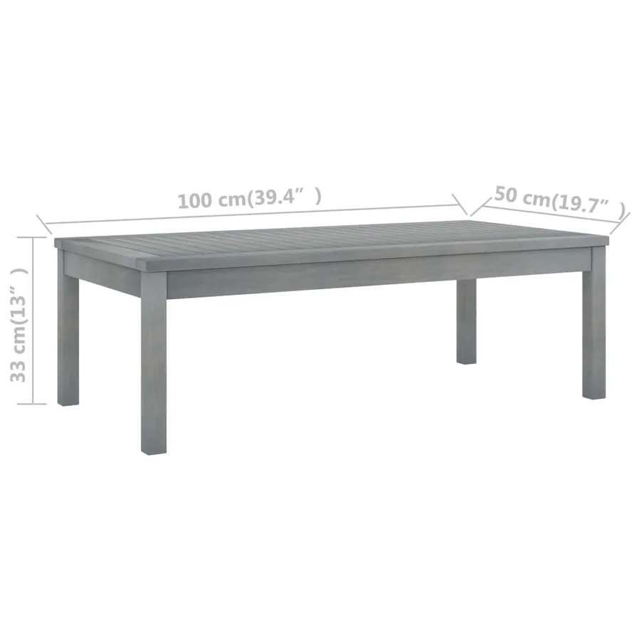Table basse 100x50x33 cm Gris Bois d'acacia solide - 6