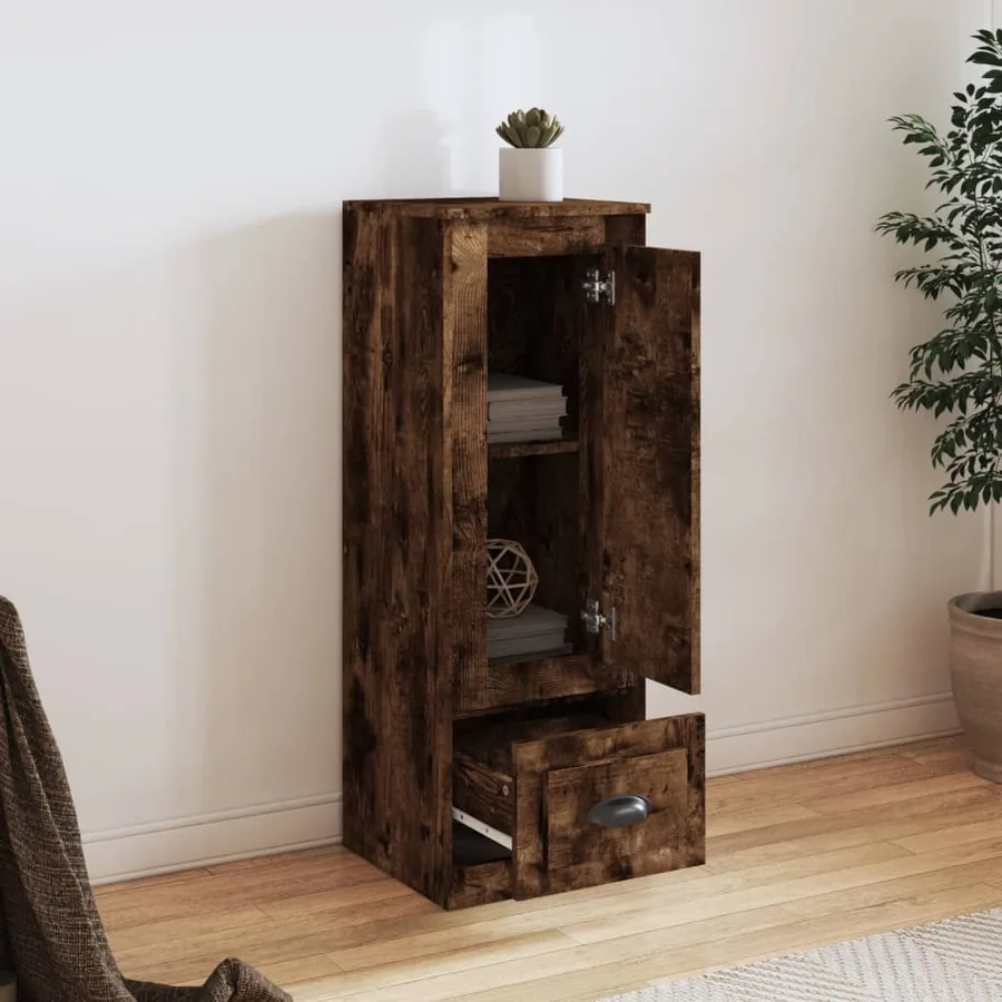 Buffet haut chêne fumé 36x35,5x103,5 cm bois d'ingénierie - 3