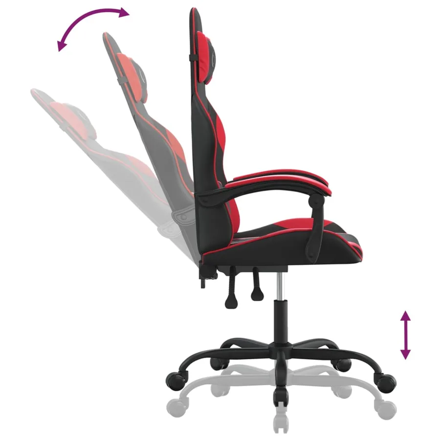 Chaise de jeu Noir et rouge Similicuir - 6