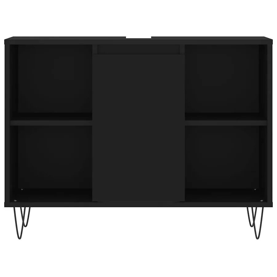 Armoire de salle de bain noir 80x33x60 cm bois d'ingénierie - 5