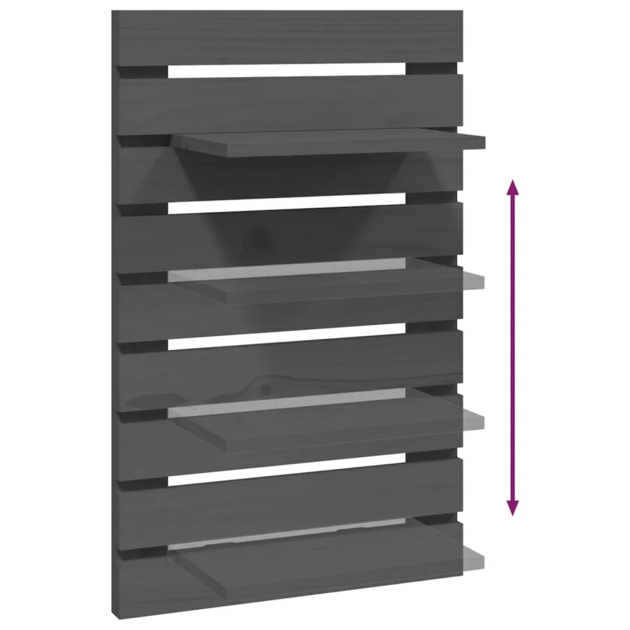 Étagères de chevet murales 2 pcs Gris Bois de pin massif - 8