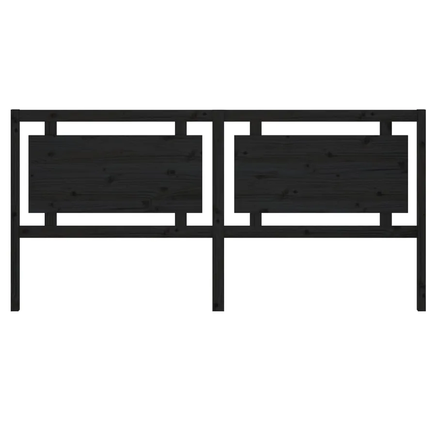 Tête de lit Noir 205,5x4x100 cm Bois massif de pin - 4