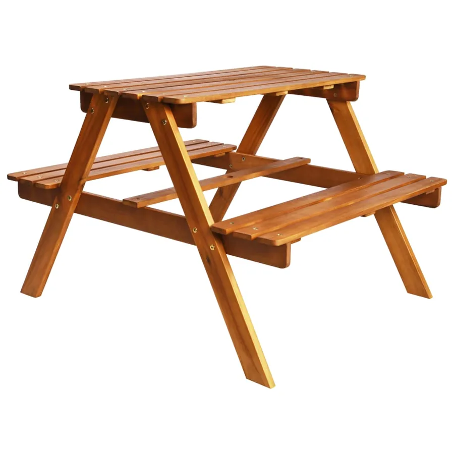 Table à pique-nique et parasol enfants 79x90x60cm Acacia solide - 4