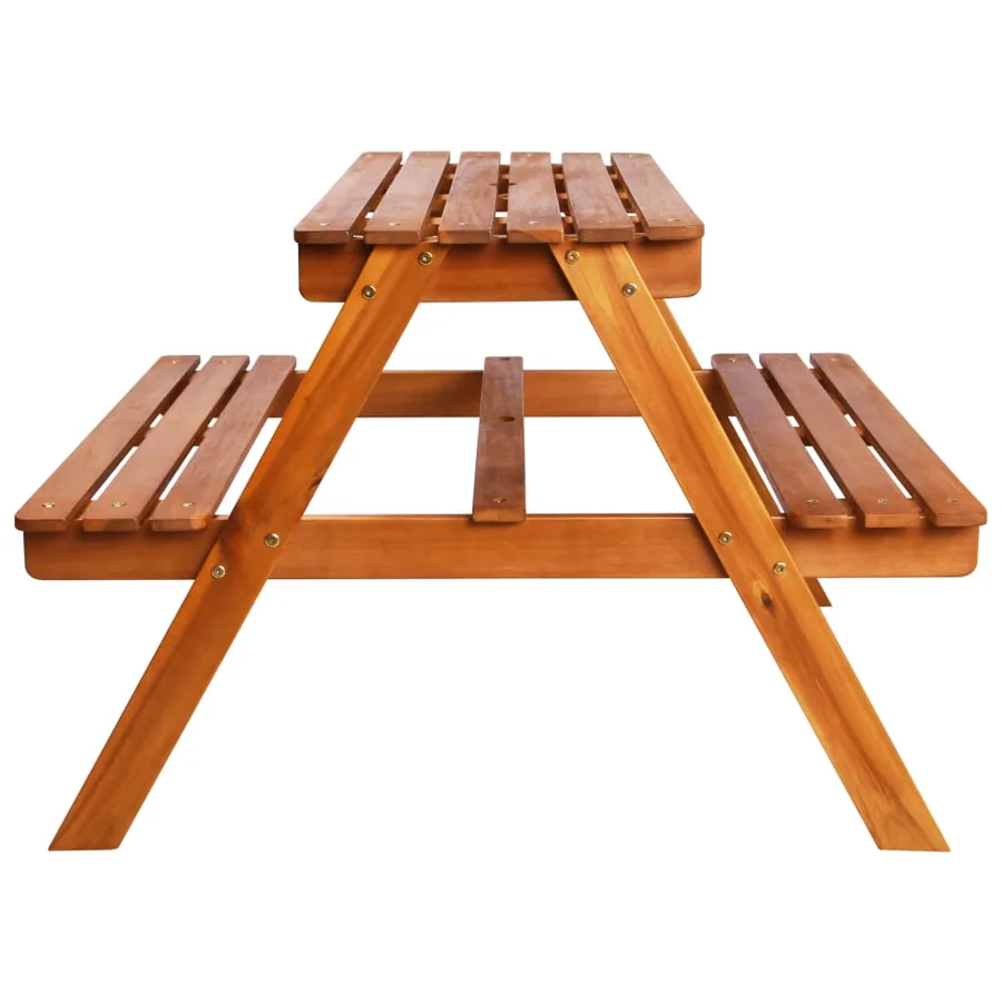 Table à pique-nique et parasol enfants 79x90x60cm Acacia solide - 5