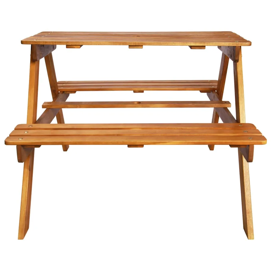 Table à pique-nique et parasol enfants 79x90x60cm Acacia solide - 6