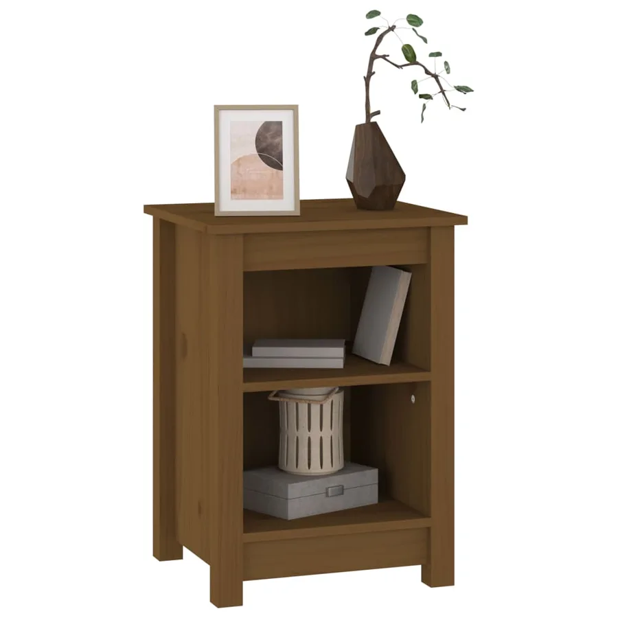 Table de chevet Marron miel 40x35x55 cm Bois de pin solide - 5