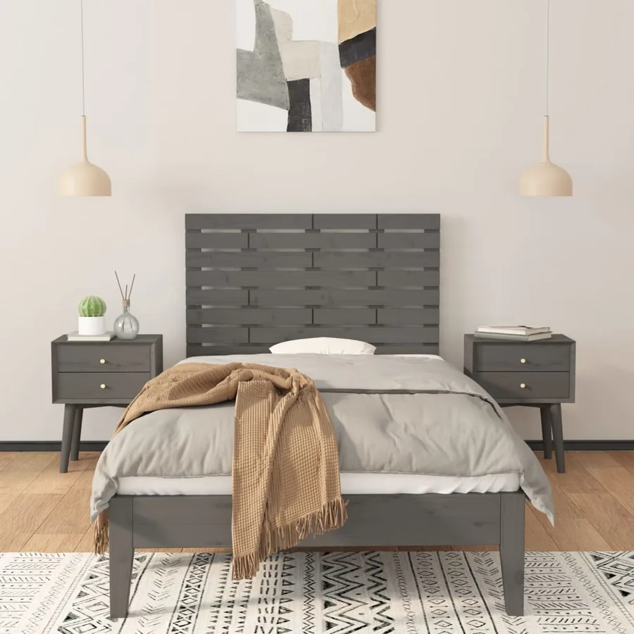 Tête de lit murale Gris 81x3x63 cm Bois massif de pin - 3