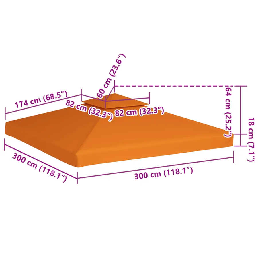 Recouvrement de remplacement d'auvent 310 g/m² Orange 3x3 m - 6