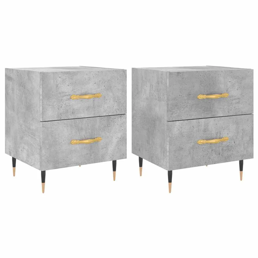 Tables de chevet 2pcs gris béton 40x35x47,5cm bois d’ingénierie - 2