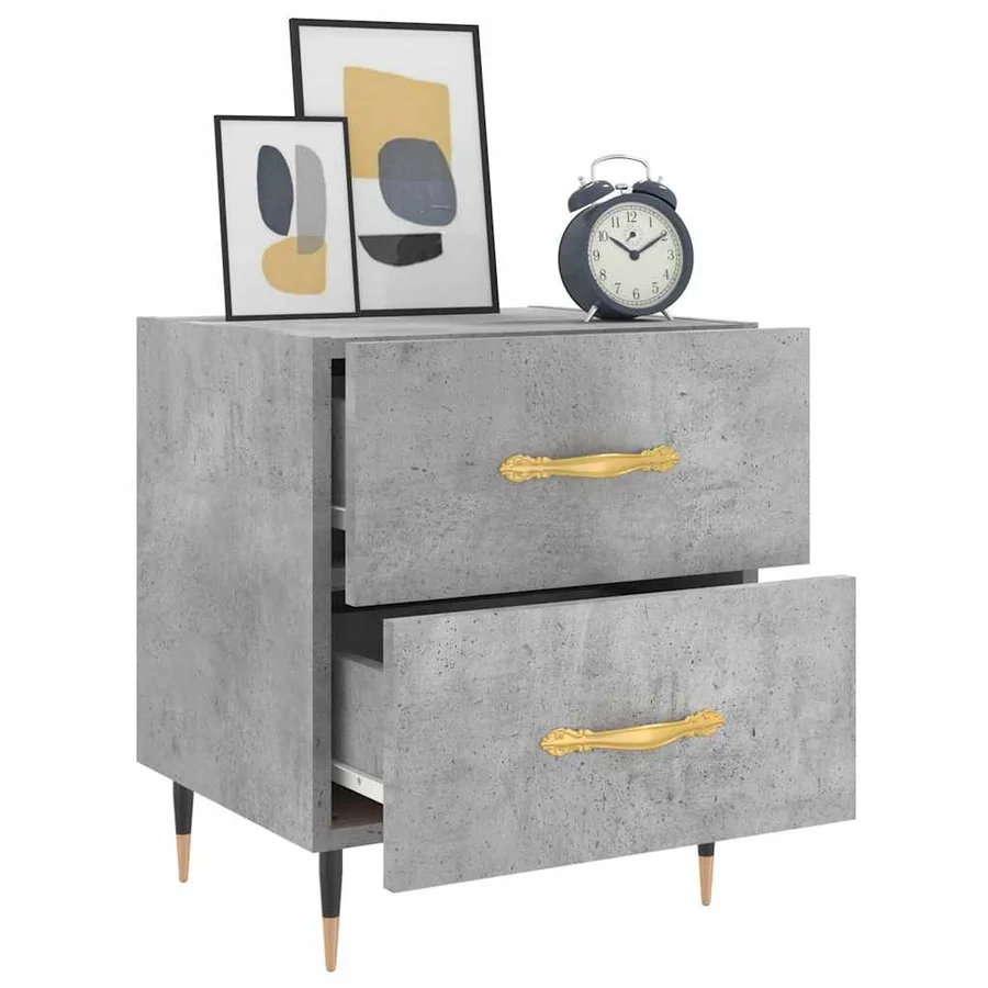 Tables de chevet 2pcs gris béton 40x35x47,5cm bois d’ingénierie - 4