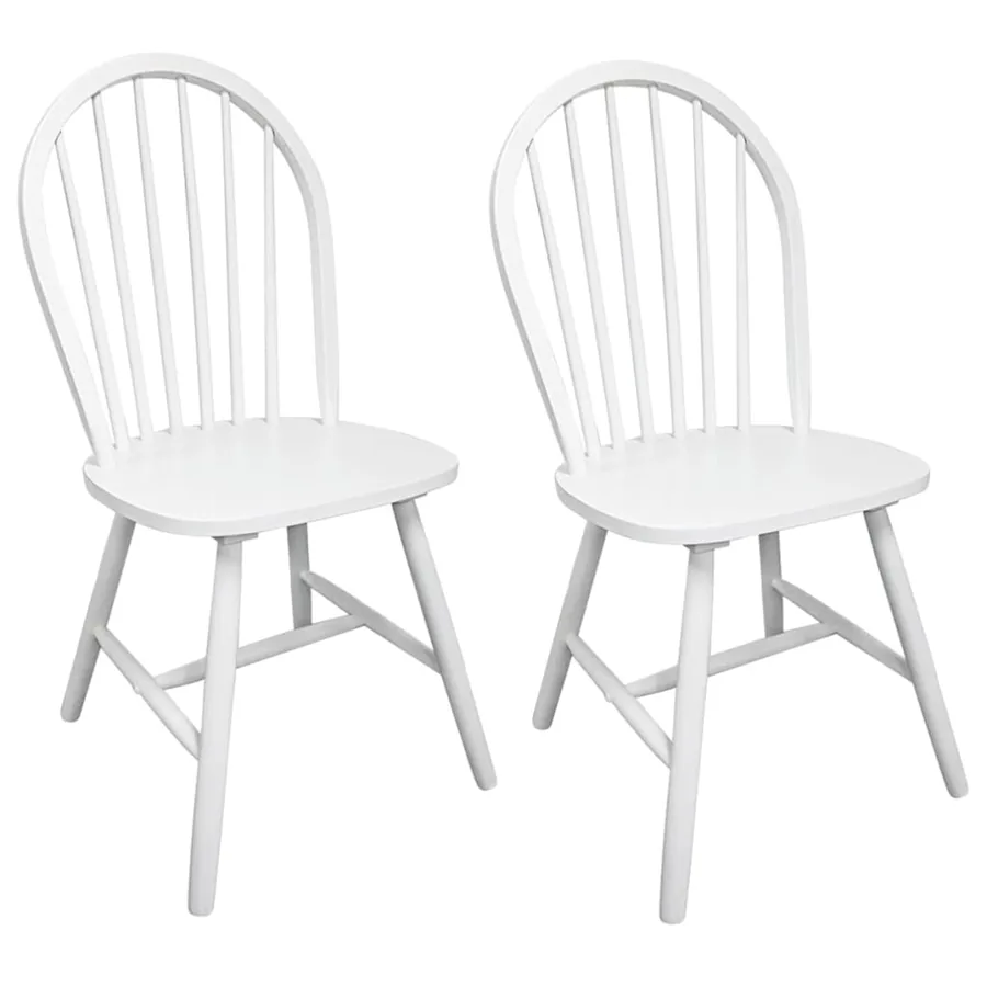Chaises à manger lot de 2 blanc bois d'hévéa solide - 2