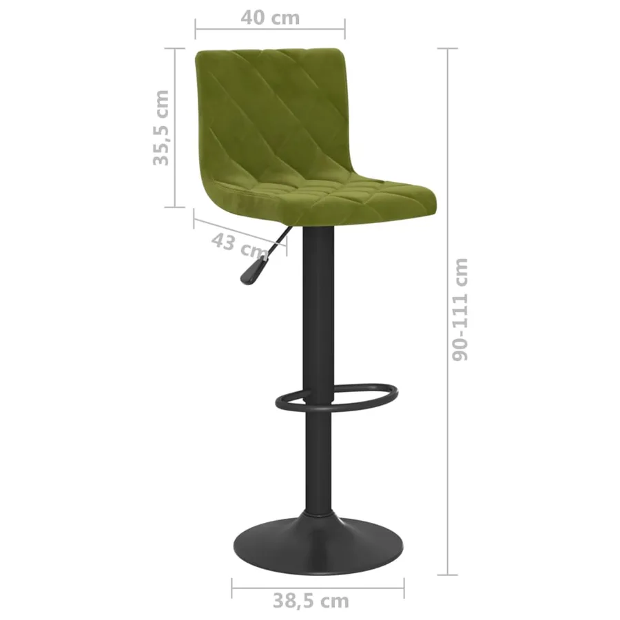 Tabourets de bar lot de 2 vert clair velours - 9