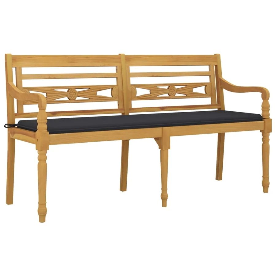 Banc Batavia avec coussin anthracite 150 cm Bois de teck massif - 3