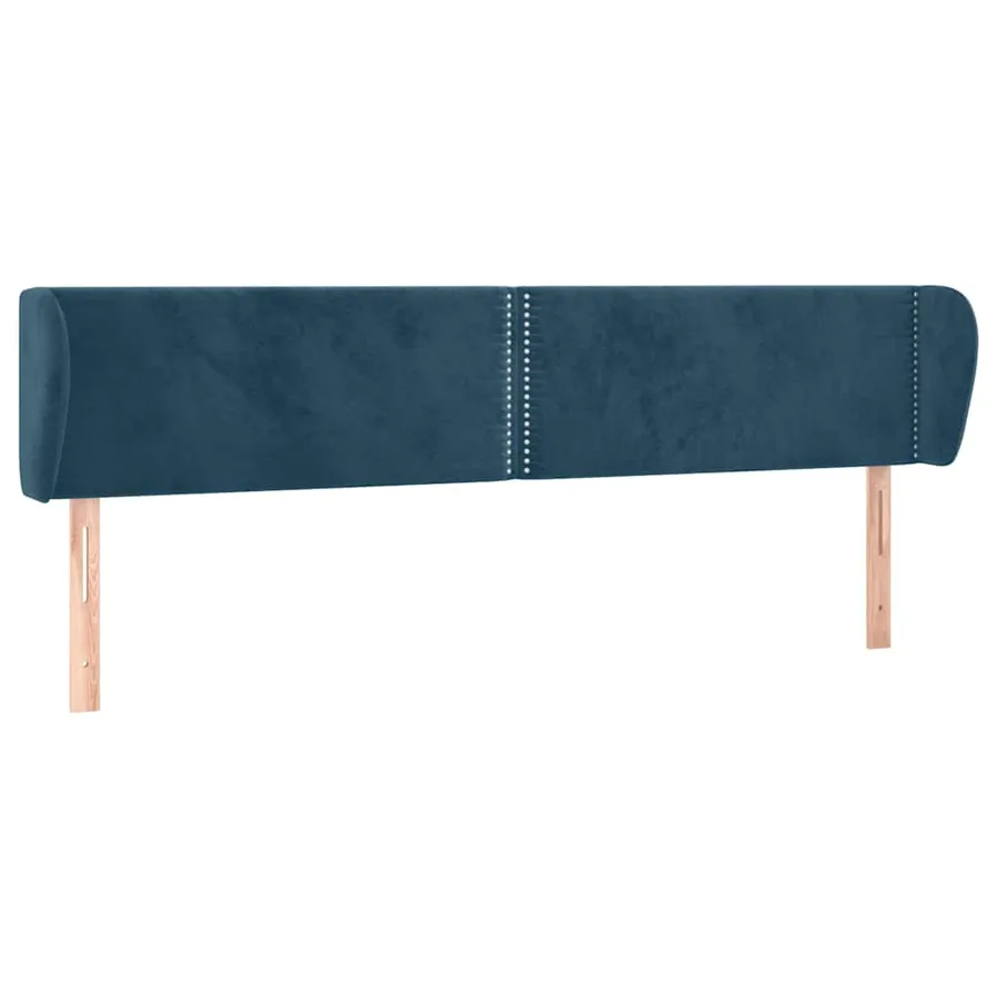 Tête de lit avec oreilles Bleu foncé 163x23x78/88 cm Velours - 2