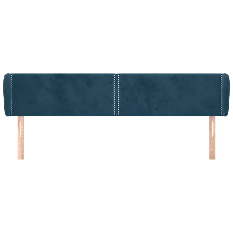 Tête de lit avec oreilles Bleu foncé 163x23x78/88 cm Velours - 3