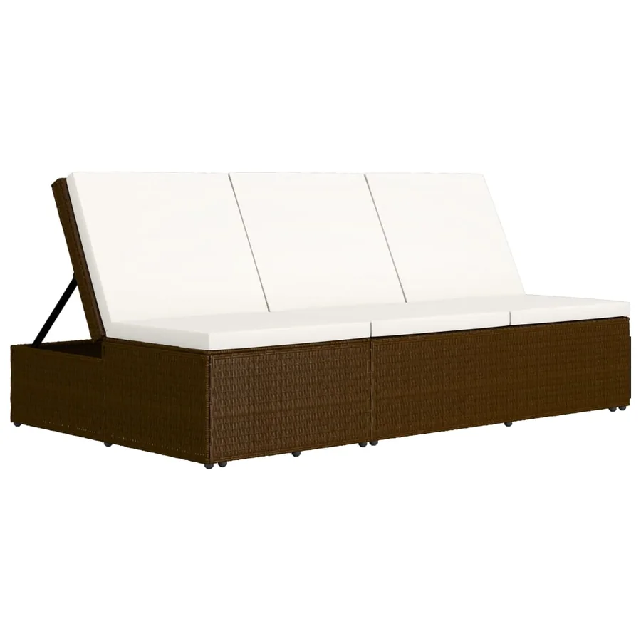 Chaise longue convertible avec coussin Résine tressée Marron - 3