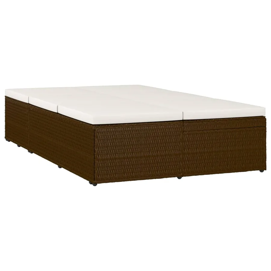 Chaise longue convertible avec coussin Résine tressée Marron - 4