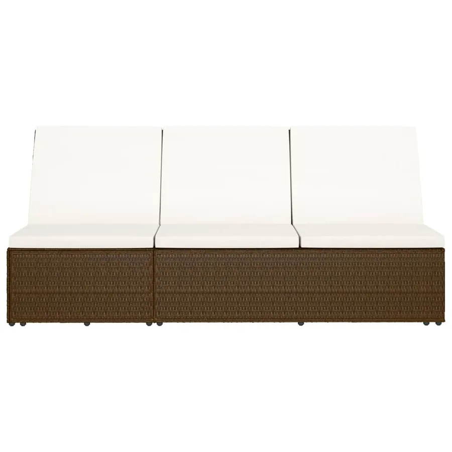 Chaise longue convertible avec coussin Résine tressée Marron - 5