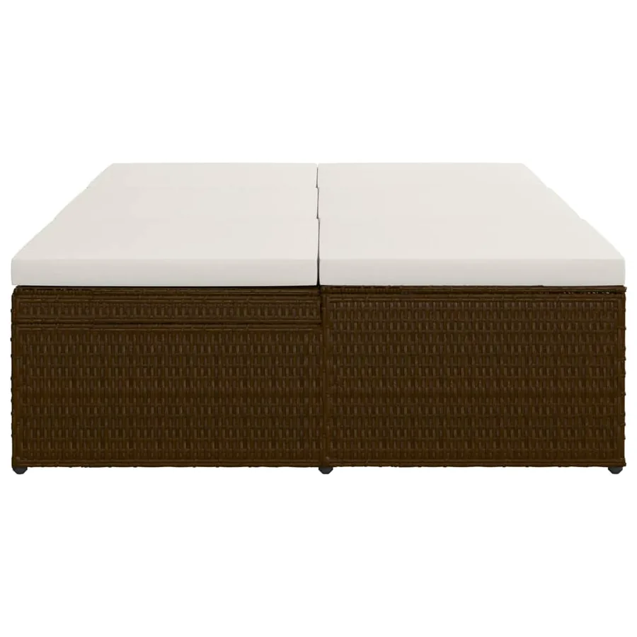 Chaise longue convertible avec coussin Résine tressée Marron - 6