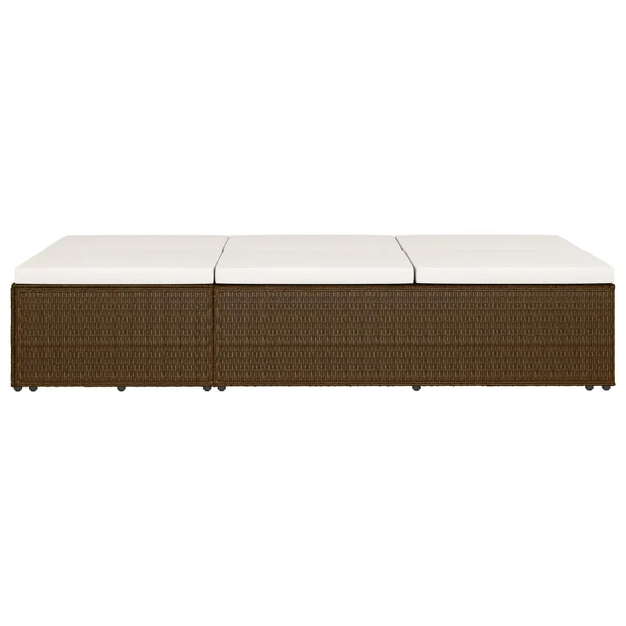 Chaise longue convertible avec coussin Résine tressée Marron - 7