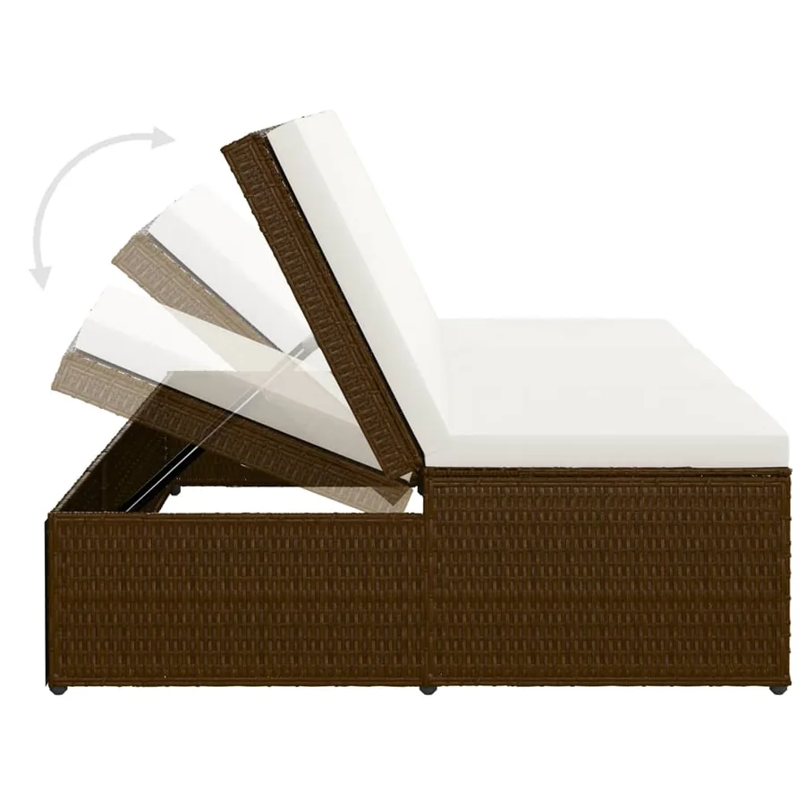 Chaise longue convertible avec coussin Résine tressée Marron - 9