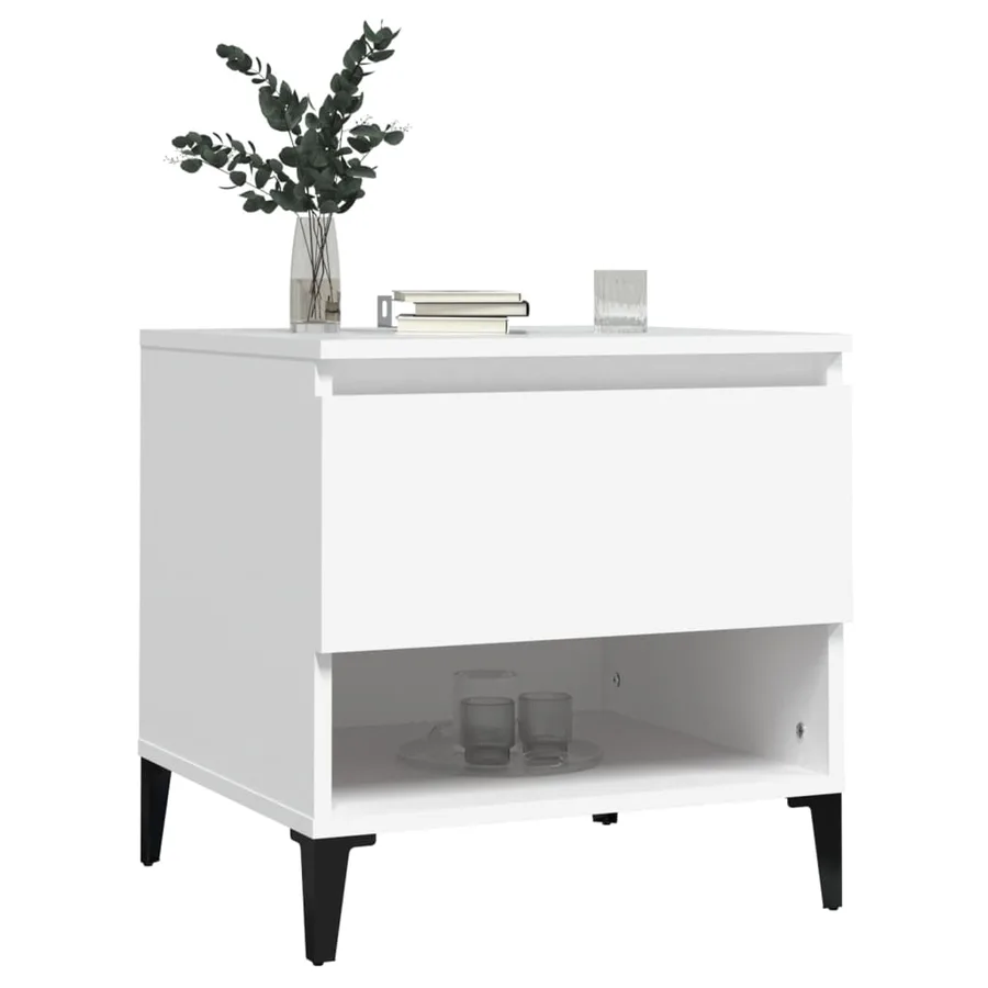 Tables d'appoint 2 pcs Blanc 50x46x50 cm Bois d’ingénierie - 4