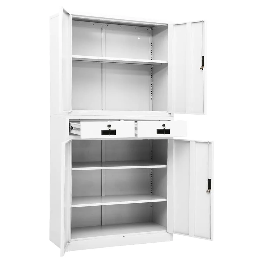 Armoire de bureau Blanc 90x40x180 cm Acier - 6