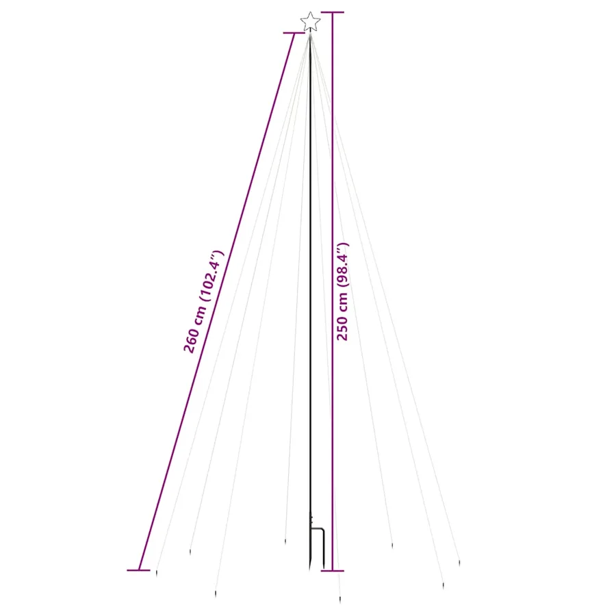 Lumières d'arbre de Noël Intérieur/Extérieur 400 LED 2,5 m - 8