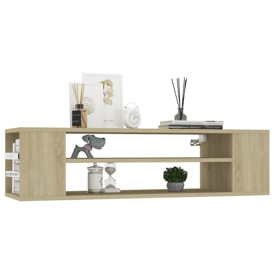 Meuble TV suspendu Chêne sonoma 100x30x26,5 cm Bois ingénierie - 3