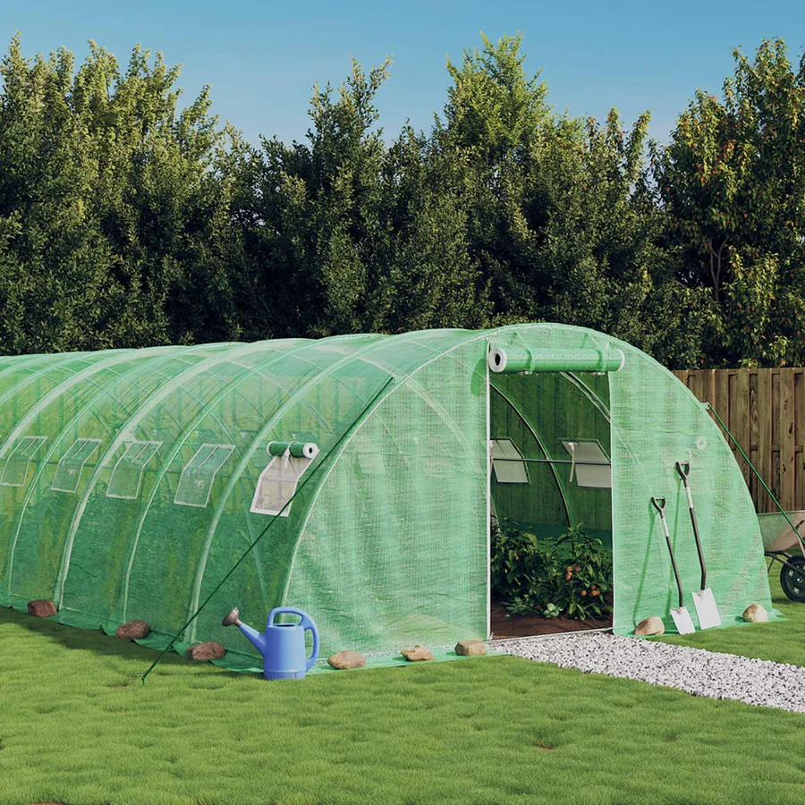 Serre avec cadre en acier vert 96 m² 24x4x2 m