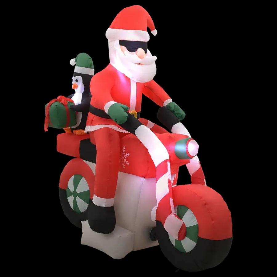 Père Noël gonflable sur moto LED IP44 160 cm - 3
