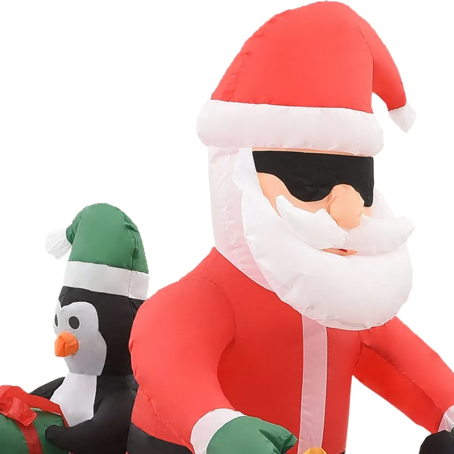 Père Noël gonflable sur moto LED IP44 160 cm - 6