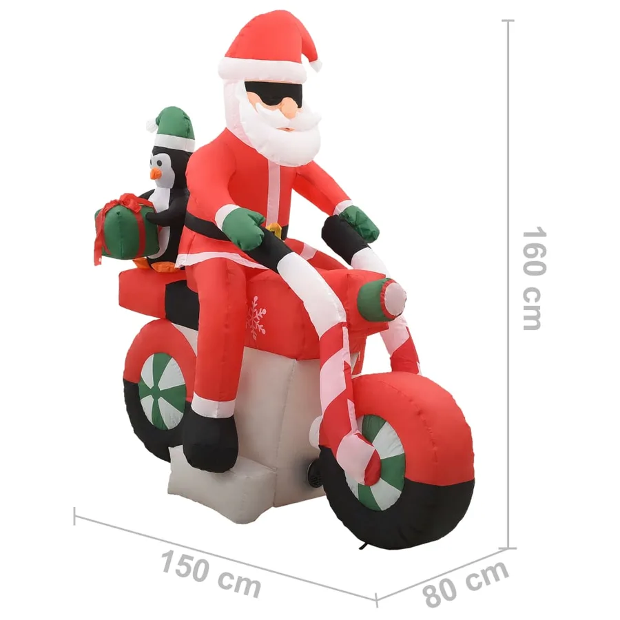 Père Noël gonflable sur moto LED IP44 160 cm - 9